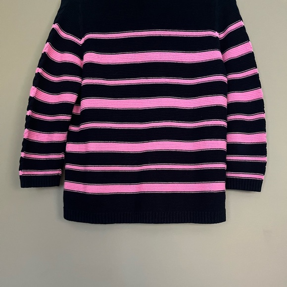 {Talbots} Shawl Collar Striped Cardigan Sweater in Pink & Navy - Womens Large - Picture 6 of 8